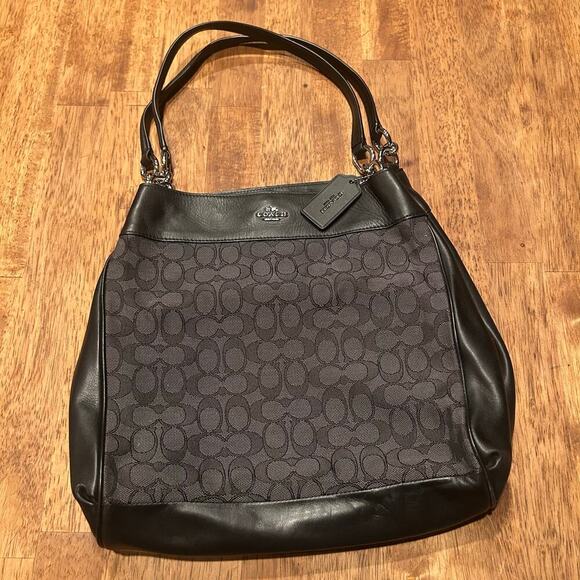 Coach Canvas and Leather Logo Tote Bag Women's F27579 - Picture 1 of 12